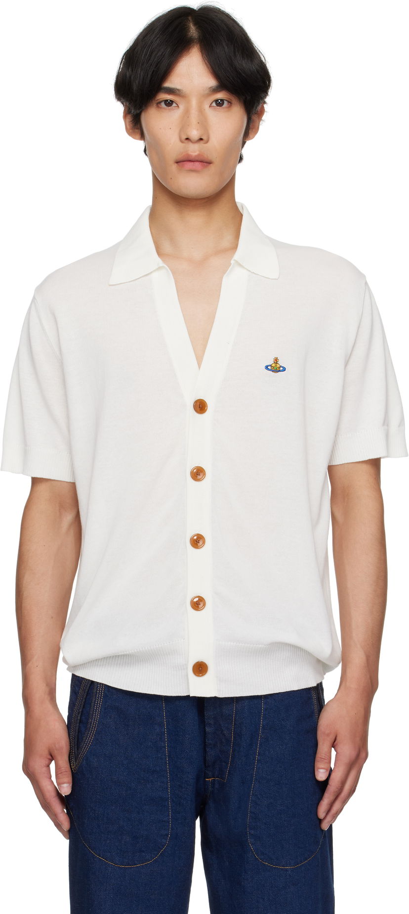Villapaita Vivienne Westwood Vivienne Westwood Cotton Polo Cardigan Valkoinen | 2701001D-Y003F-