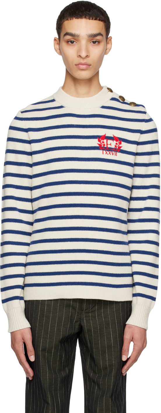 Villapaita Erdem Sweater With Shoulder Buttons and Embroidered Logo Valkoinen | MS23_812MGSCWK HAMISH JUMPER