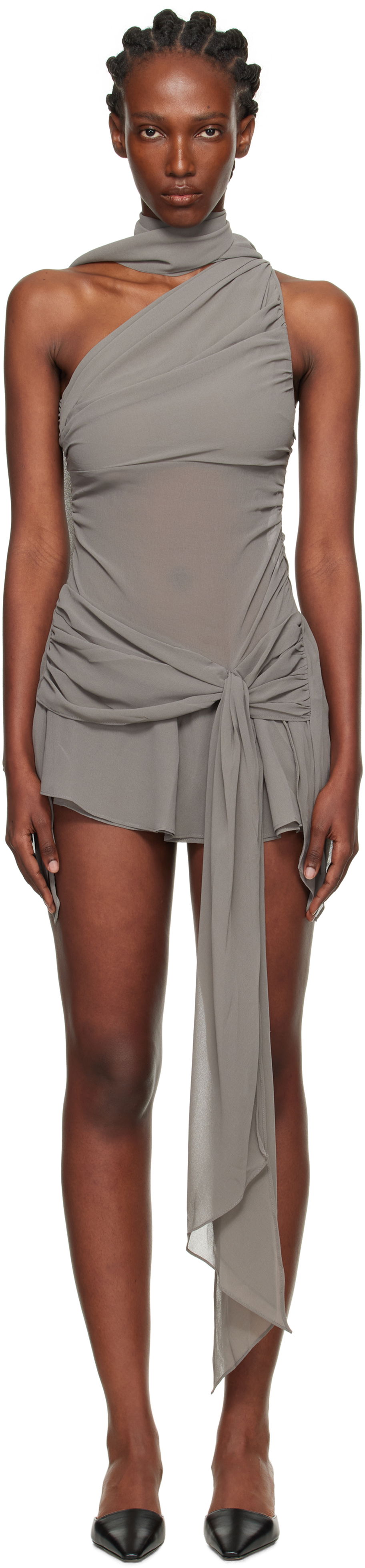 Mekko GUIZIO Guizio Cyrielle One-Shoulder Mini Dress Harmaa | P25426W096, 0