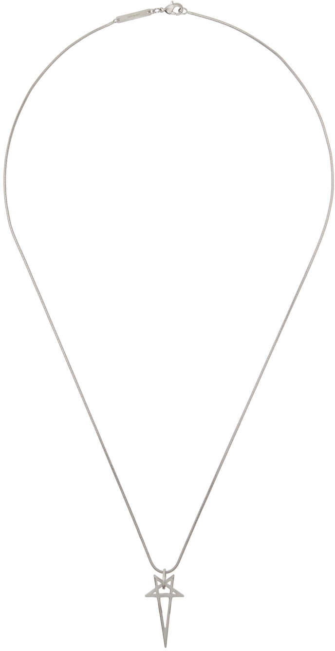 Kaulakoru Rick Owens Silver Porterville Pentagram Charm Necklace Metallinen | RJ0000066 MMT