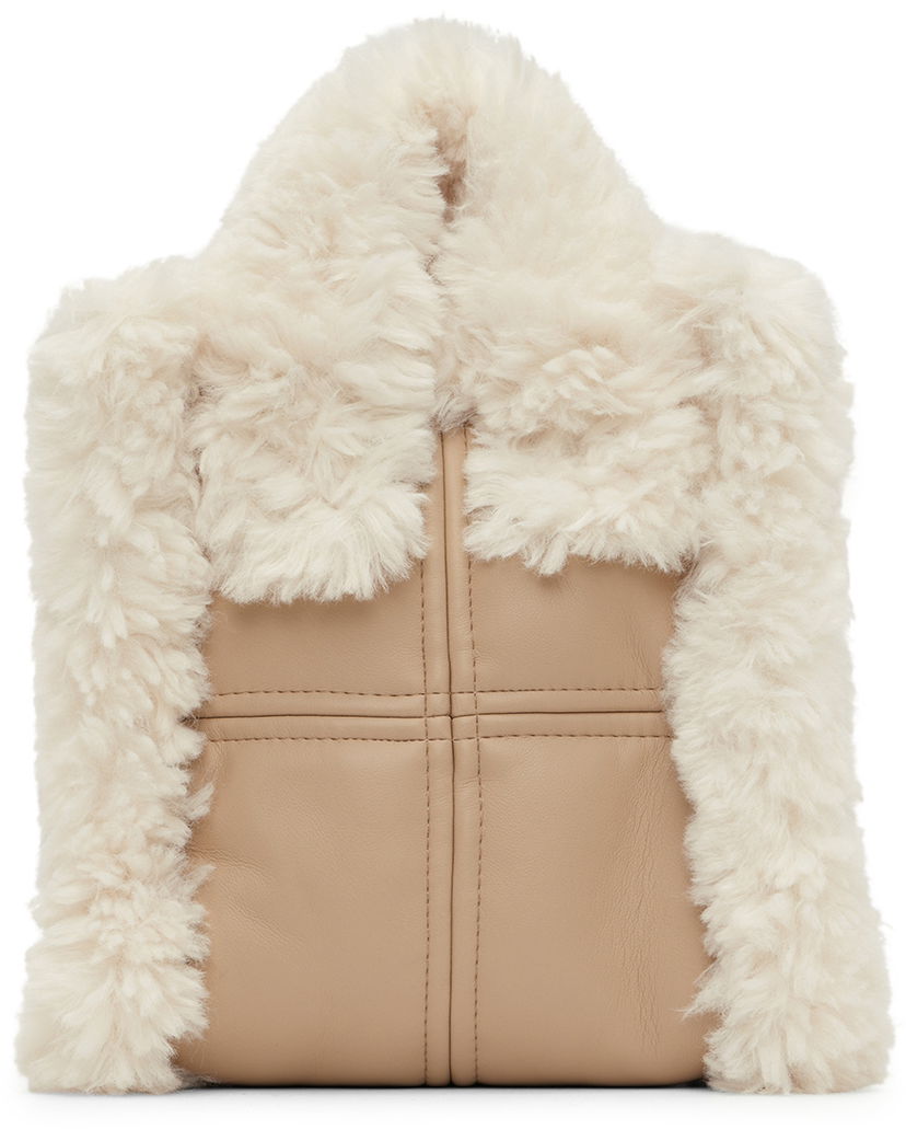 Kangaskassi STAND STUDIO Stand Studio Lizzie Shearling Tote Bag Beige | 61776-9590