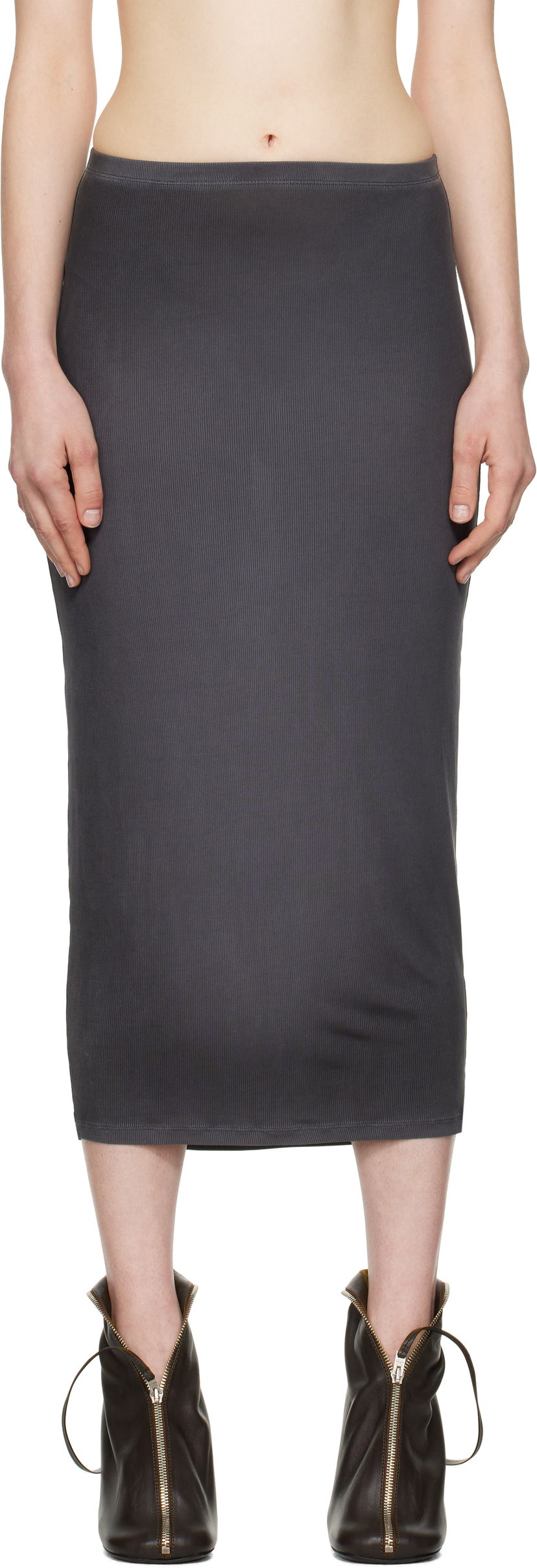Hame Acne Studios Acne Studios Midi Ribbed Skirt Harmaa | AF0505-