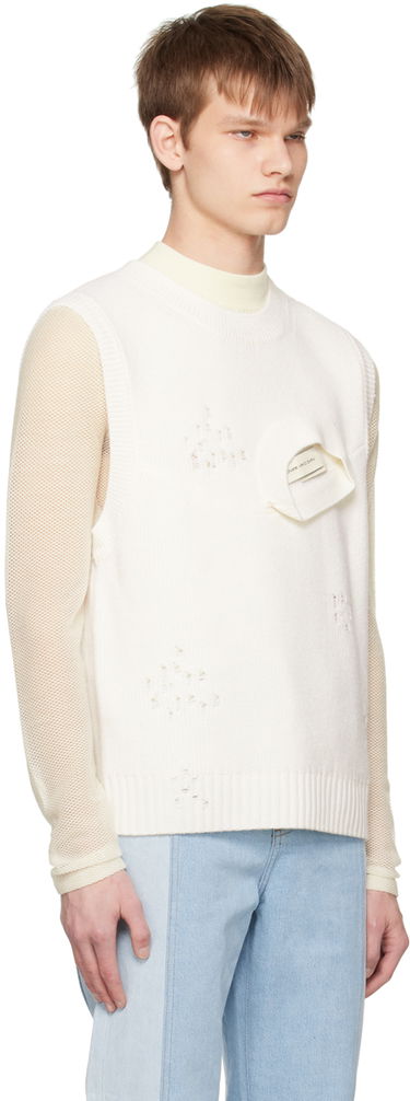 Villapaita Feng Chen Wang Feng Chen Wang Distressed Vest Valkoinen | FUS15KT06, 1