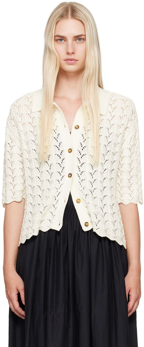 Villapaita Loulou de Saison Loulou de Saison Adria Knitted Cardigan Valkoinen | ADRIA