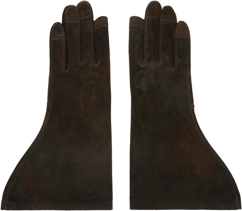 Käsineet Rick Owens Concordians Gleam Suede Long Gloves Ruskea | RR02E1452 LCSI