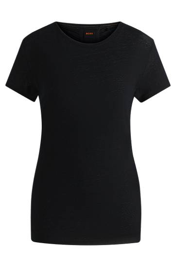 T-paita BOSS BOSS Linen T-Shirt with Gathered Back Musta | 50540431