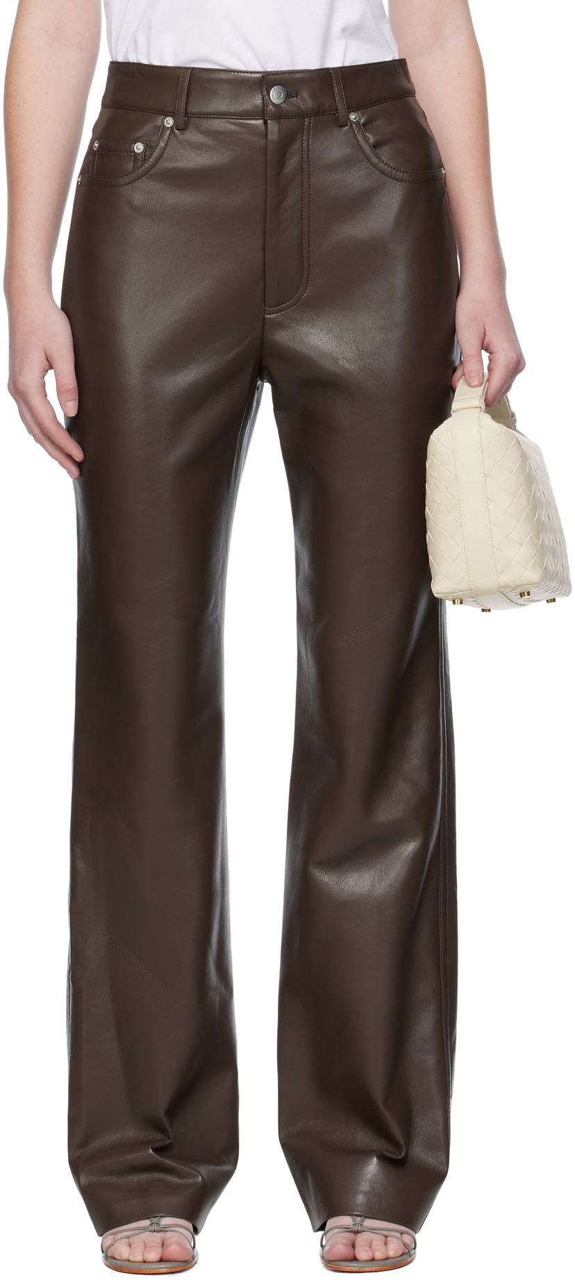 Housut Nanushka Nanushka Seldes Regenerated Leather Trousers Ruskea | NW25PFPA15278