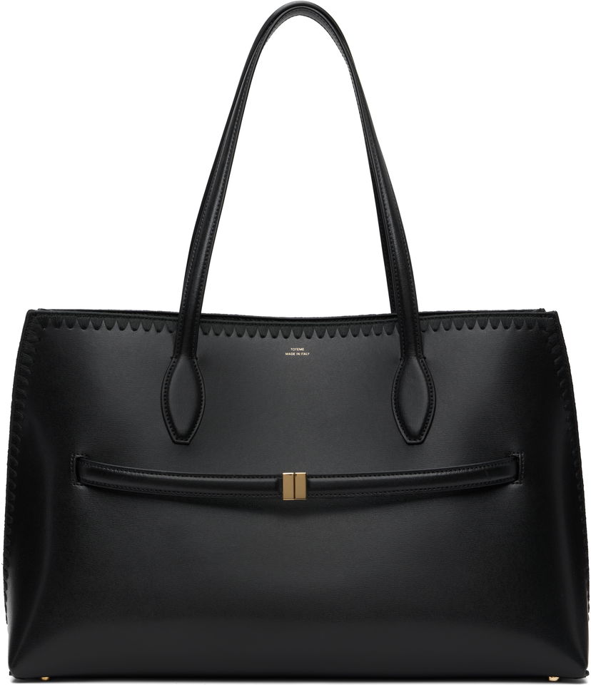 Kangaskassi TOTEME TOTEME Embroidered Leather Lounge Tote Musta | 253-WAL0073-LE0025