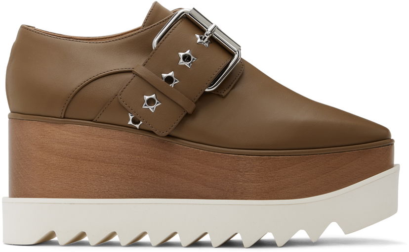 Tennarit ja kengät Stella McCartney Elyse Star-Studded Buckle Platform Derbys Ruskea | 810389AP0AL0