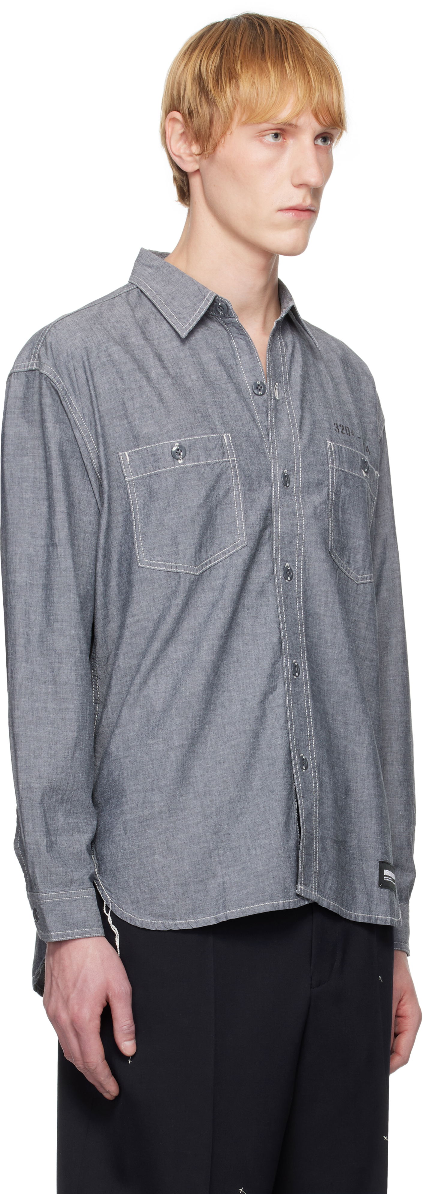 Paita Neighborhood Neighborhood Chambray Long Sleeve Shirt Harmaa | 251ARNH-SHM02, 1