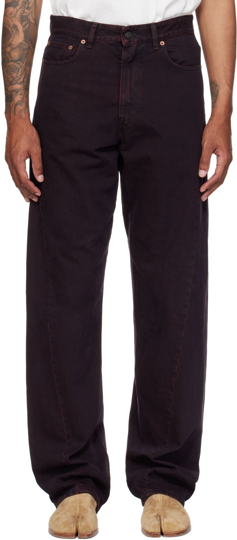 Jeans Maison Margiela MM6 Maison Margiela Twisted Seam Jeans Burgundia | SH0LA0024 M30032