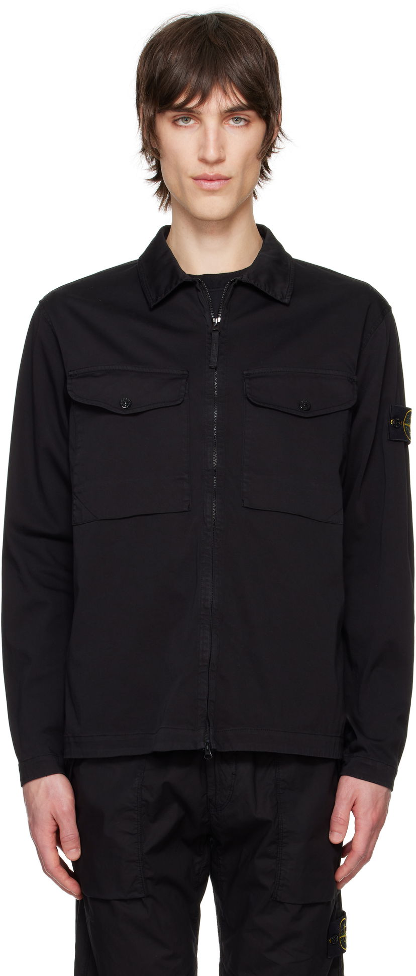 Paita Stone Island Stretch Cotton Overshirt Musta | K1S15 1200128 S0012