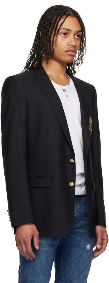 Takki Dolce & Gabbana Dolce&Gabbana Single-Breasted Wool & Silk Blazer with Patch Musta | G2LK0ZFU3H1, 1