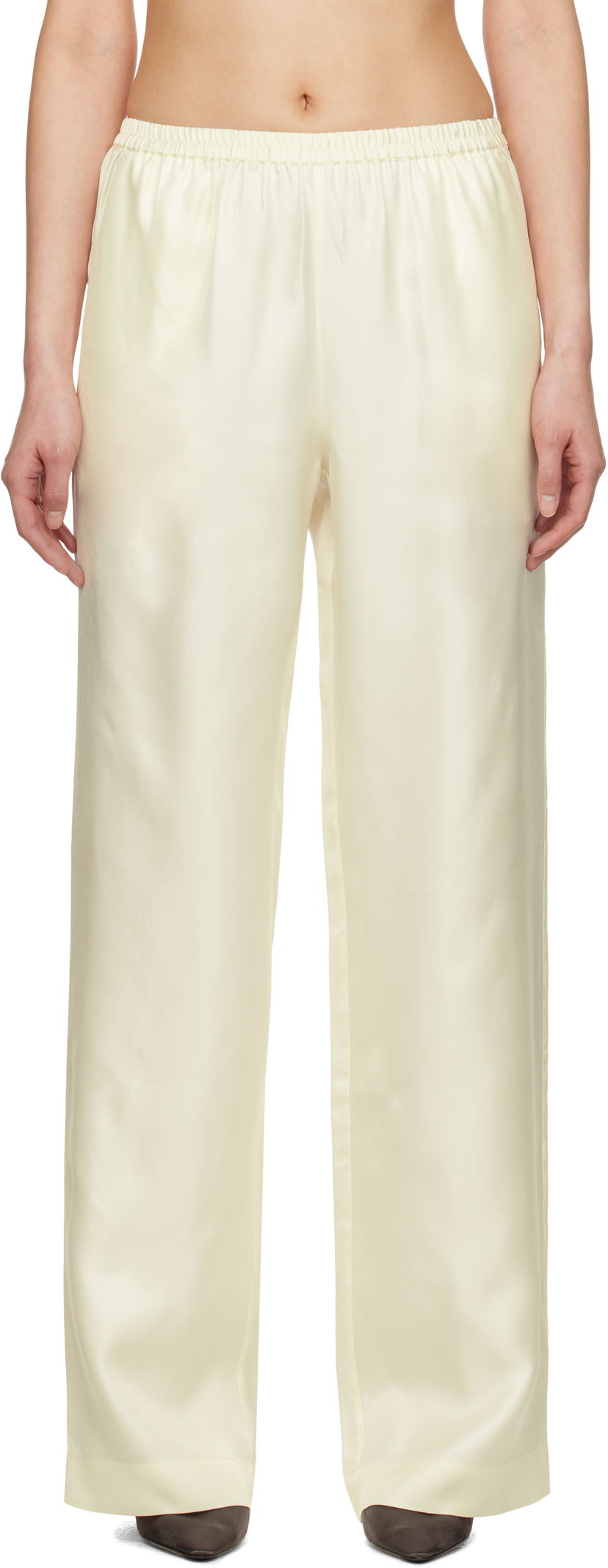 Housut Loulou de Saison Loulou de Saison Alera Silk Straight-Leg Trousers Keltainen | ALERA