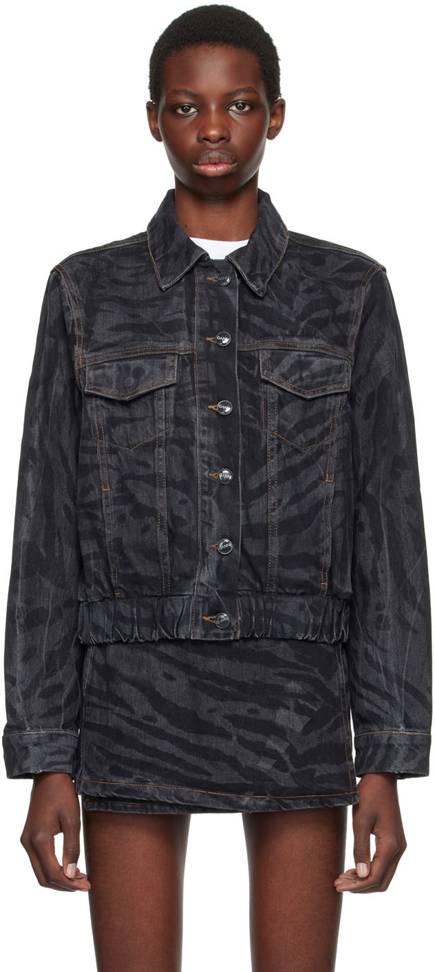 Takki GANNI Black Lazer Denim Jacket Musta | J1484