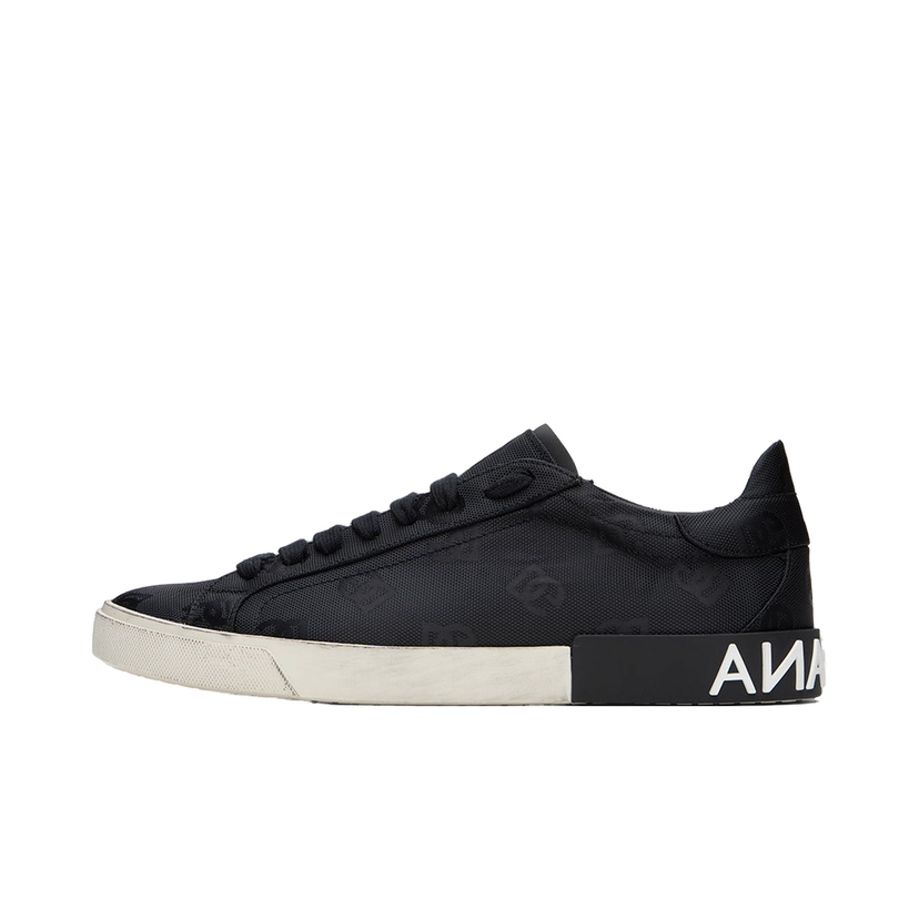 Tennarit ja kengät Dolce & Gabbana Black Portofino Vintage Sneakers Musta | CS2203AO483