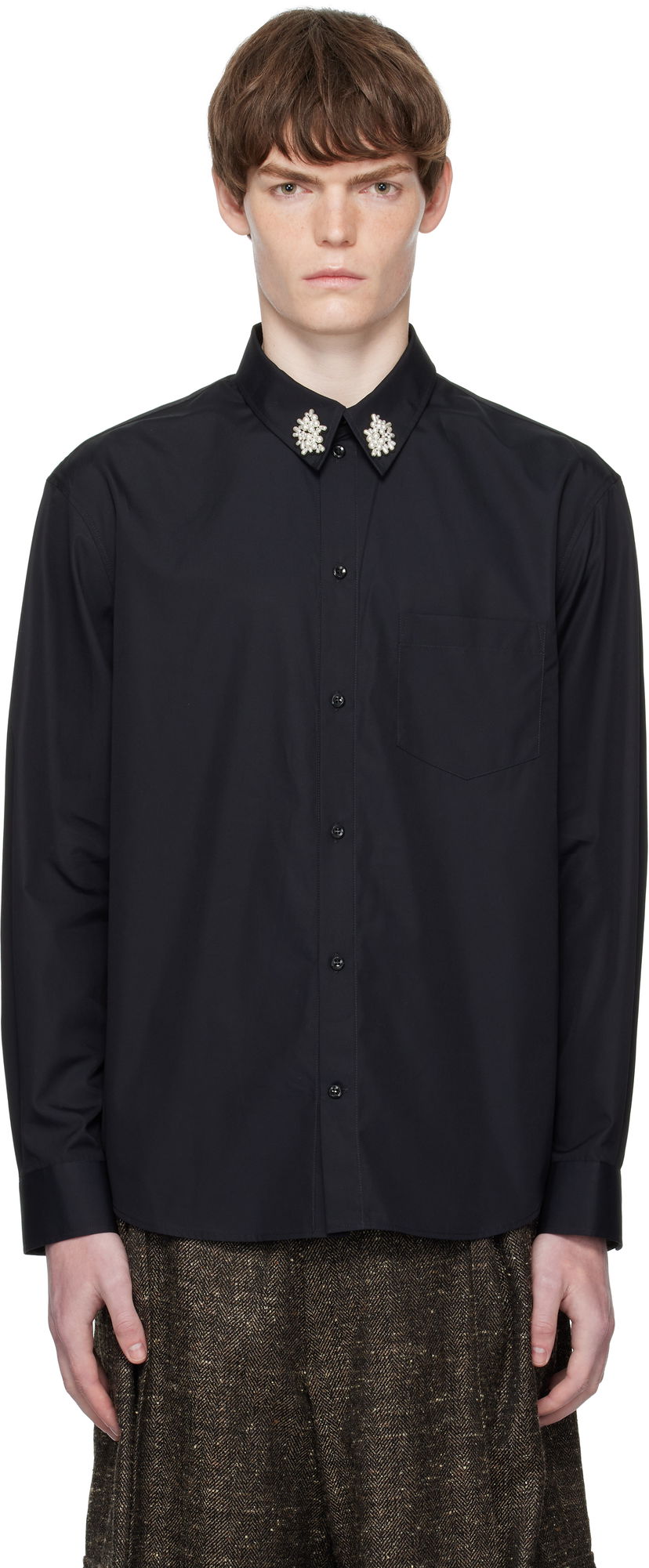 Paita Simone Rocha Simone Rocha Beaded Flower Cluster Classic Shirt Musta | 5384B 1025