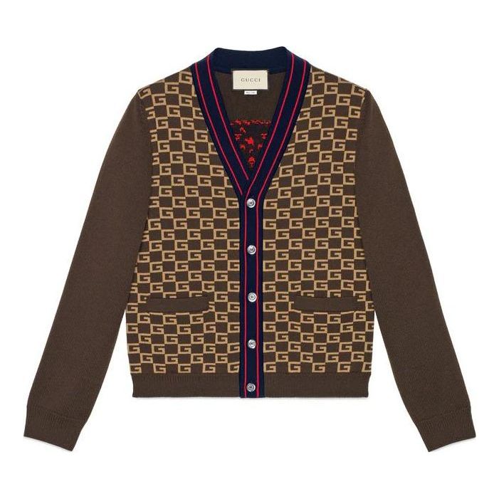 Villapaita Gucci Square G Tiger Knit Cardigan Ruskea | 522543-X9U22-2097, 0