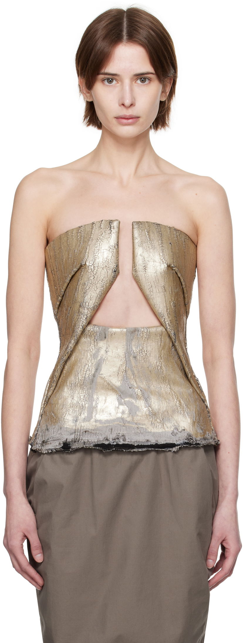 Crop top Rick Owens Rick Owens Hollywood Woven Prong Top Metallinen | RP01E7130 SGMC