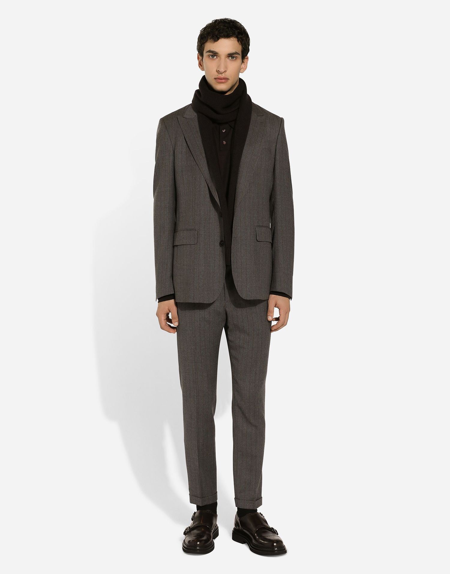 Takki Dolce & Gabbana Dolce & Gabbana Single-Breasted Pinstripe Flannel Jacket Harmaa | G2TV4TFRBDFS8051, 1