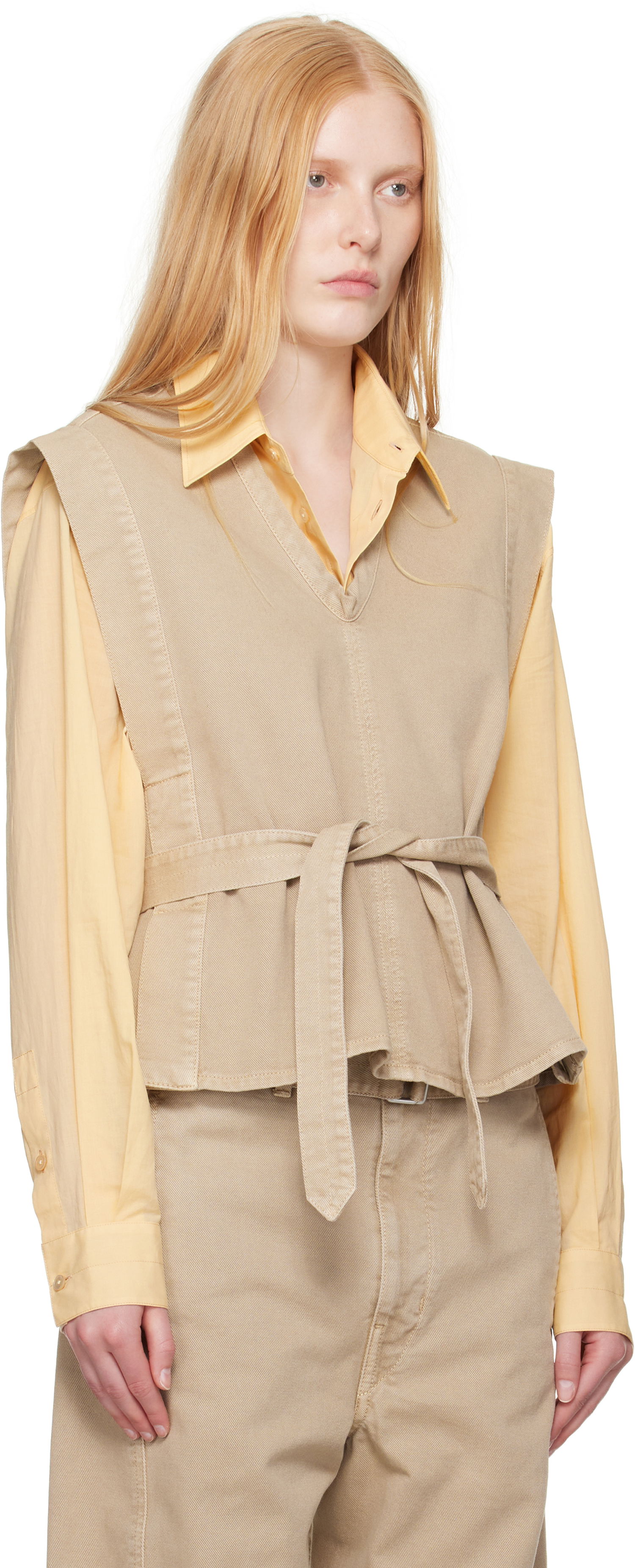 Liivi LEMAIRE Lemaire Chasuble Denim Peplum Vest Beige | TO1227 LD1043, 1