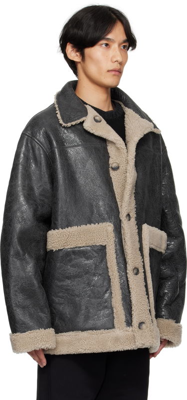 Takki Maison Margiela MM6 Maison Margiela Crackled Reversible Shearling Jacket Musta | SH0AM0063 M07010, 1