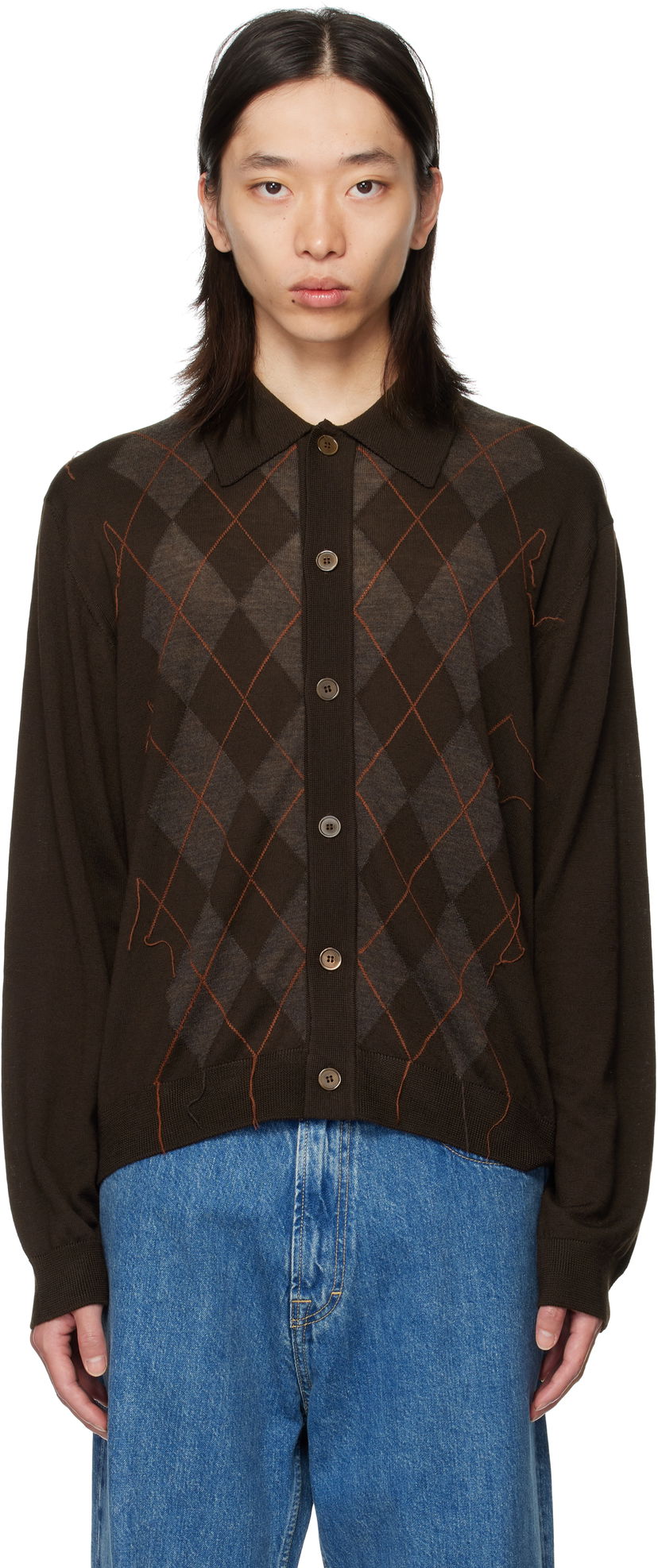 Villapaita OUR LEGACY Our Legacy Evening Argyle Cardigan Ruskea | M4253EP