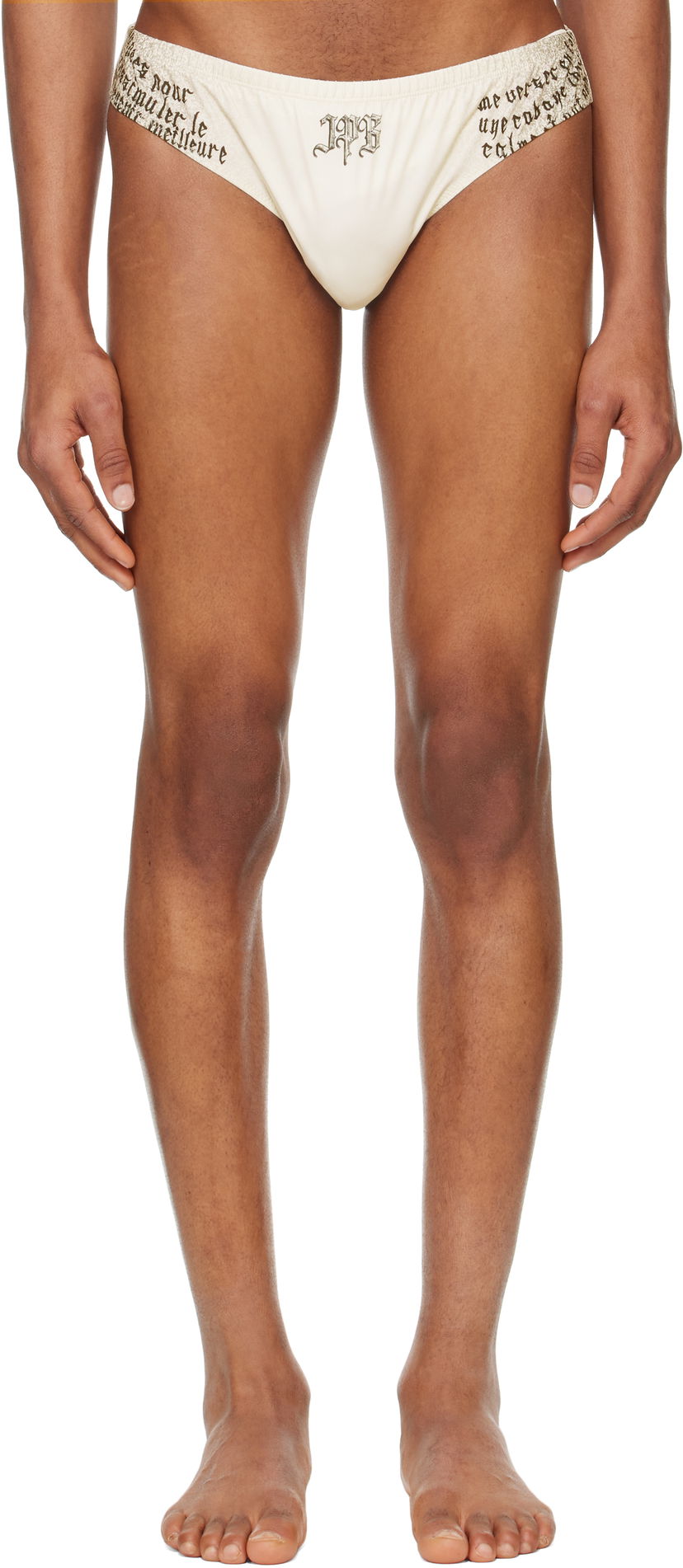 Pikkuhousut Jean Paul Gaultier Jean Paul Gaultier 'The Tattoo Wings' Swim Briefs Beige | 25/34-H-SV059-J586-030200