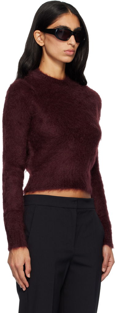 Villapaita Max Mara Max Mara Adatti Fuzzy Cropped Mock-Neck Sweater Burgundia | 2521366263600, 1