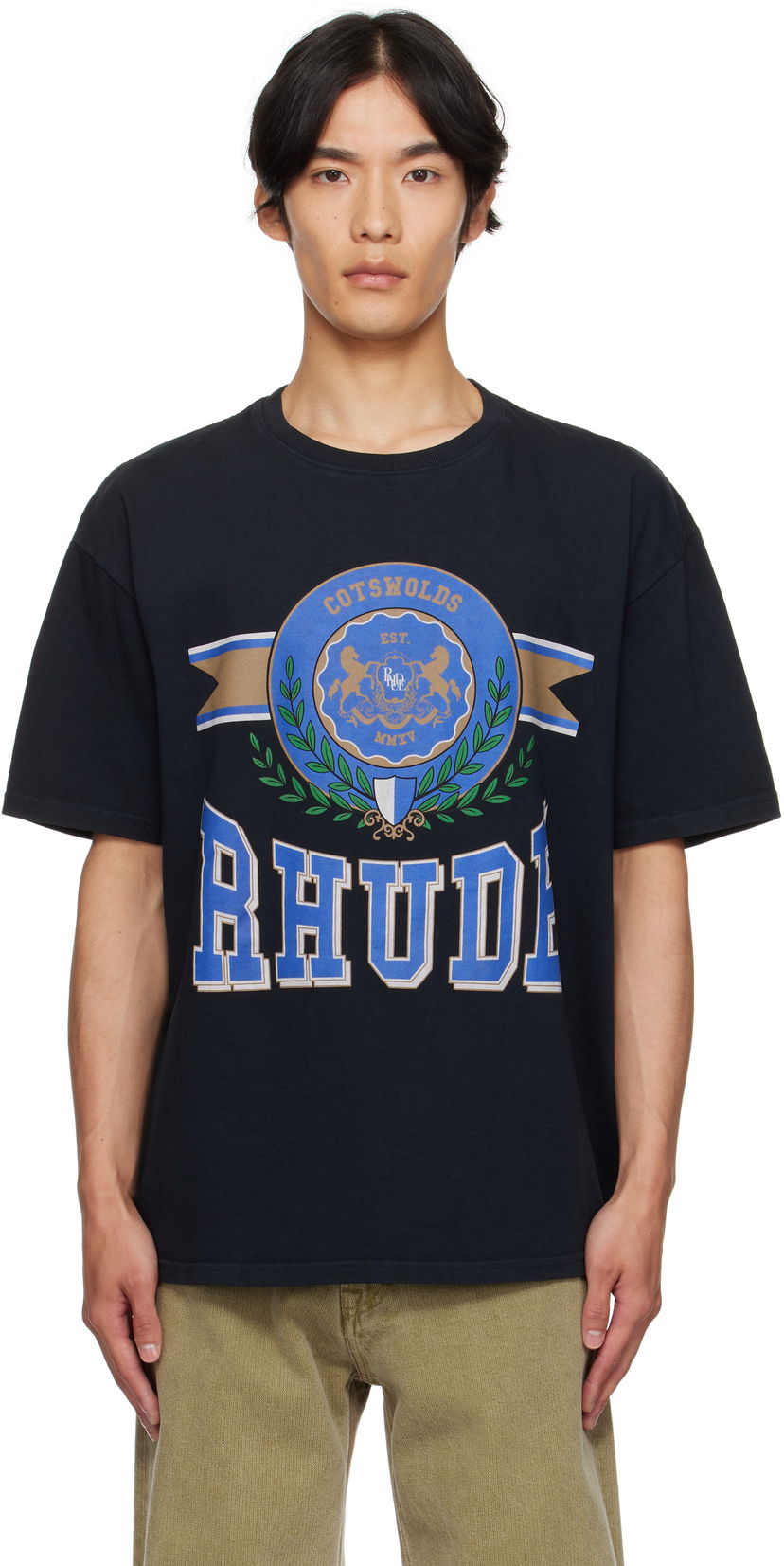T-paita Rhude Rhude 'Cotswold' Crest Graphic Tee Musta | RHPF25TT06012