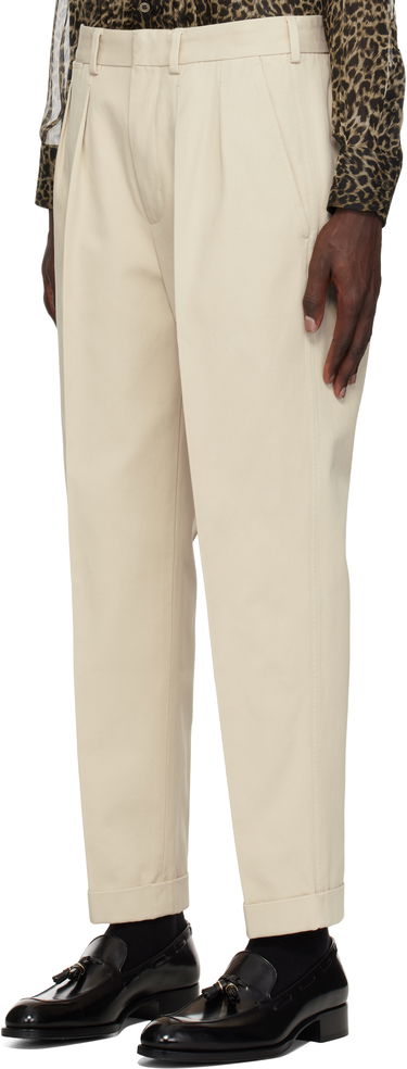Housut Tom Ford TOM FORD Double Pleat Gabardine Trousers Beige | SHP004-FMC187S25, 3