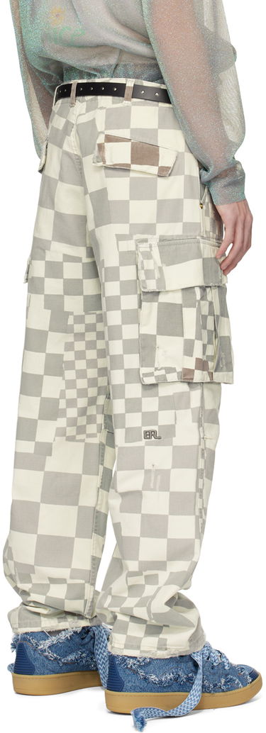 Cargo housut ERL Checkered Print Relaxed Fit Cargo Pants Valkoinen | ERL08P005, 2
