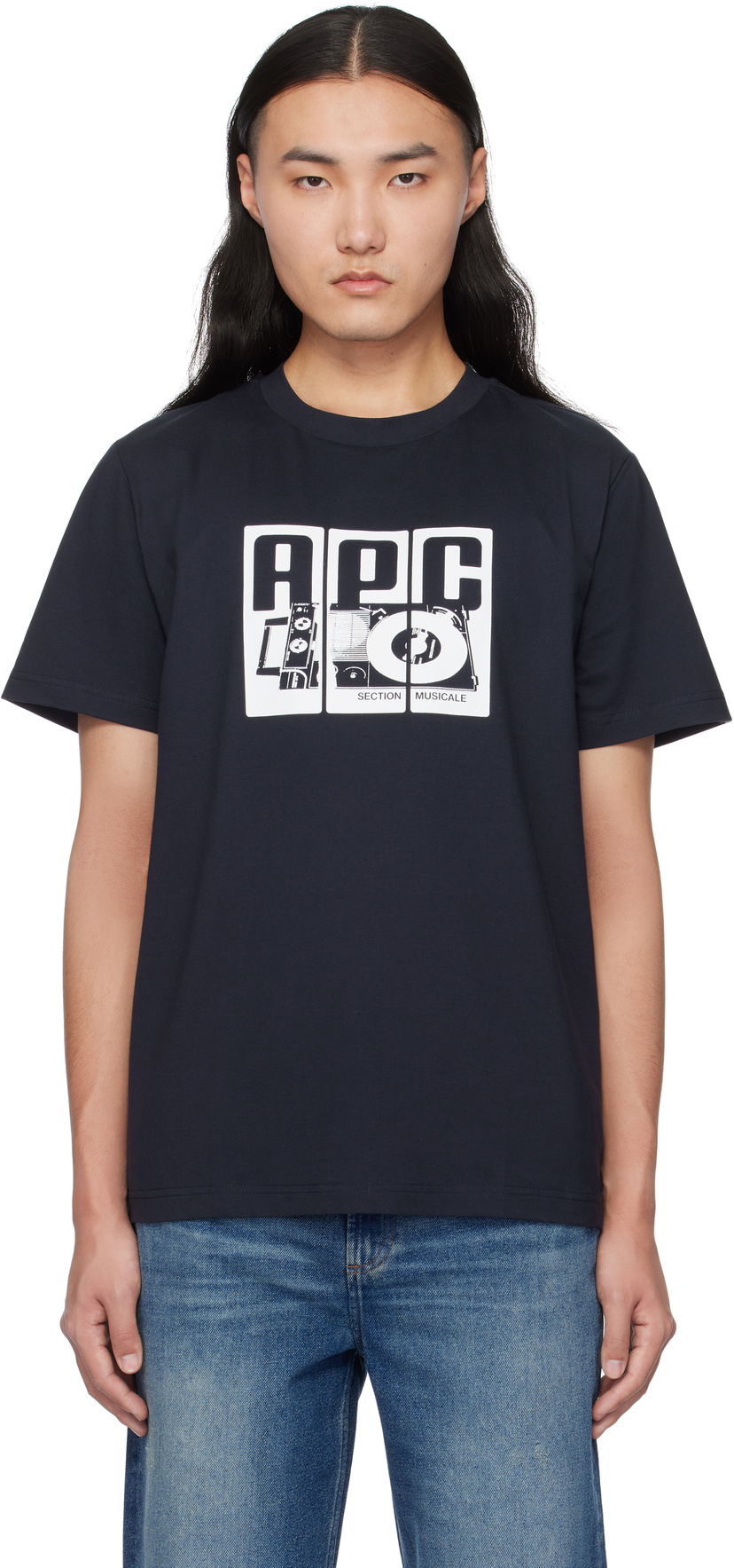 T-paita A.P.C. Graphic Print Cotton T-Shirt Tummansininen | COBQX-M26485