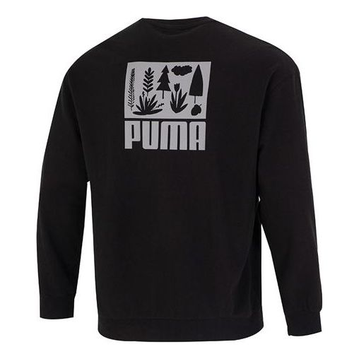Huppari Puma Crew Neck Sweatshirt with Graphic Print Musta | 538780-01, 0