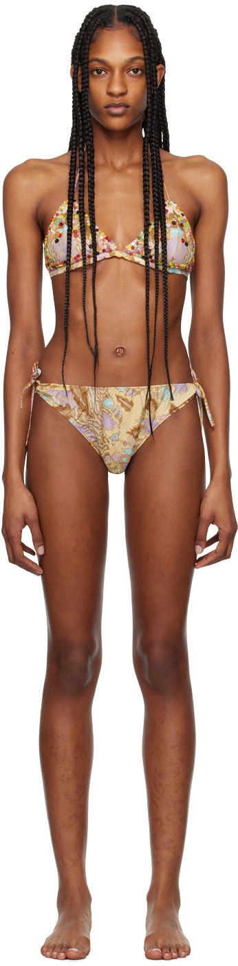 Uimapuvut Anna Sui Beaded Triangle Bikini Set Beige | 324A60
