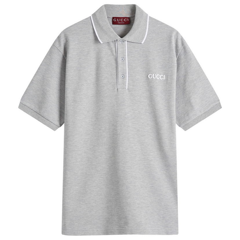 Poolopaita Gucci Stretch Cotton Polo Shirt with Short Sleeves, Size Small Harmaa | 806250-XJG3H-1160