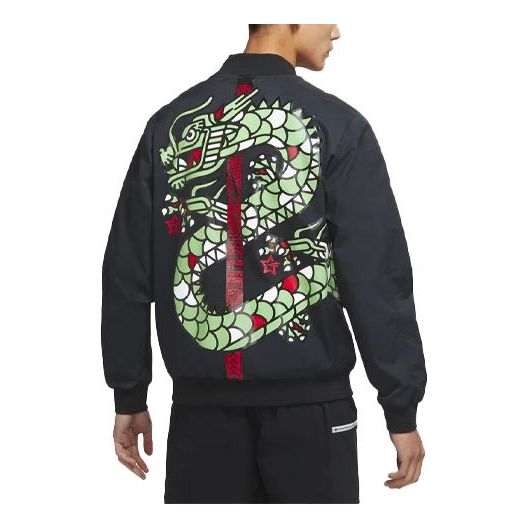 Bomber-takki Nike LPL Crossover 2021 Tournament Logo Pattern Splicing Jacket Musta | DO0766-010