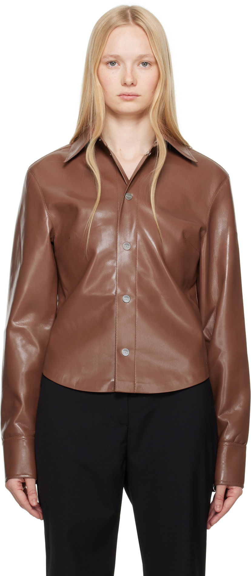 Paita Nanushka Nanushka Bogna Vegan Leather Shirt Ruskea | NW25SSJK21275