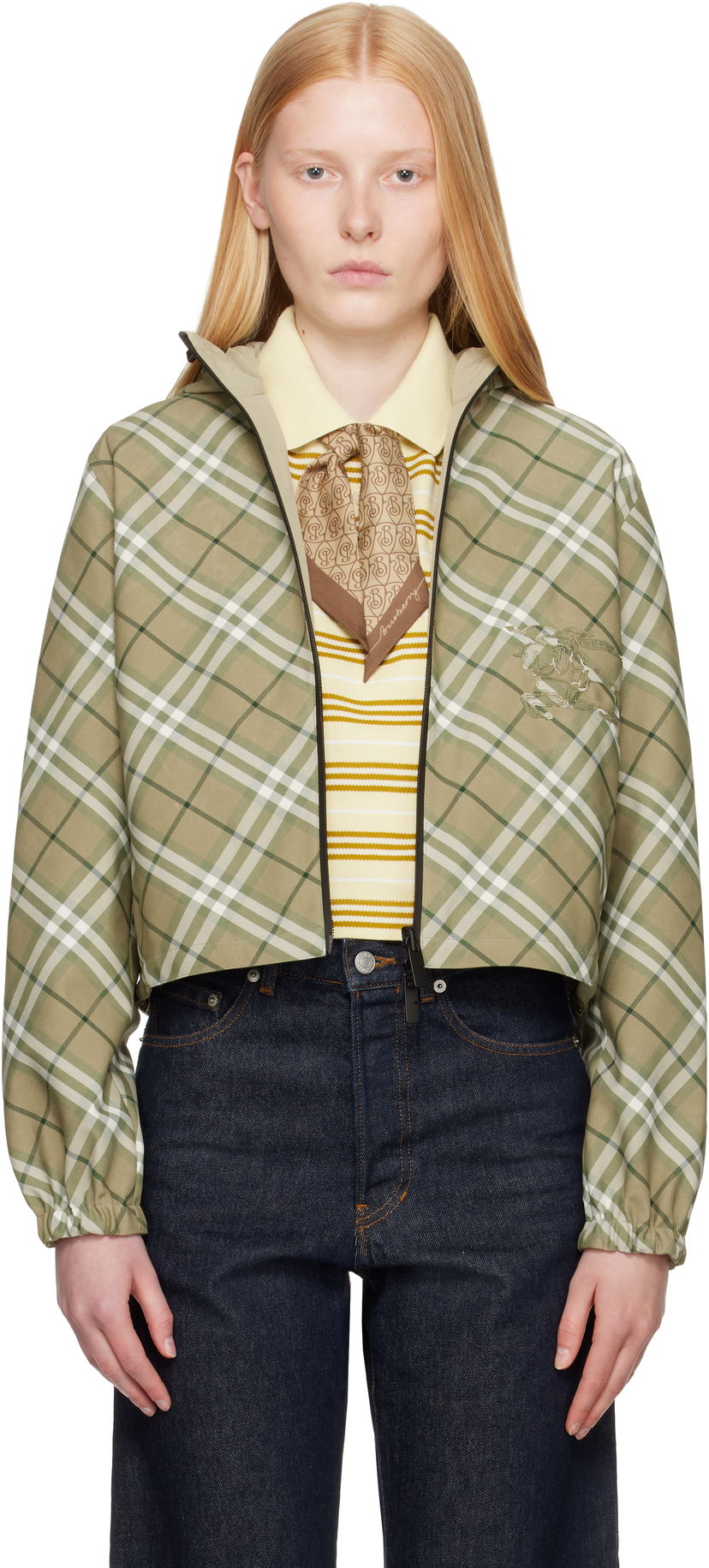 Tuulitakki Burberry Burberry Cropped Check Reversible Hoodie Vihreä | 8105850