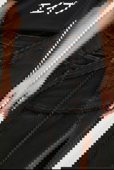 Hame Ottolinger Ottolinger Signature Wrap Denim Midi A-Line Skirt Musta | 2217040111, 3