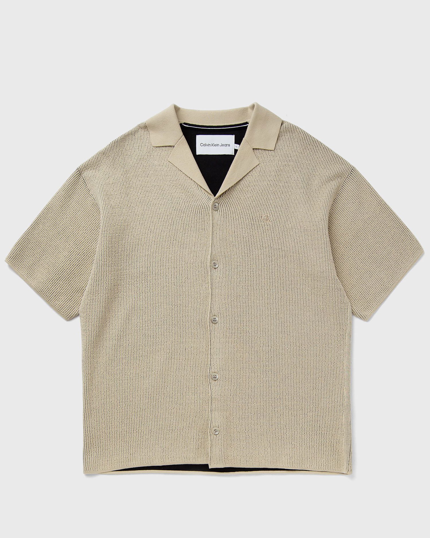 Villapaita CALVIN KLEIN SS TEXTURE SWEATER CAMP COLLAR Beige | J30J325675RAE, 0