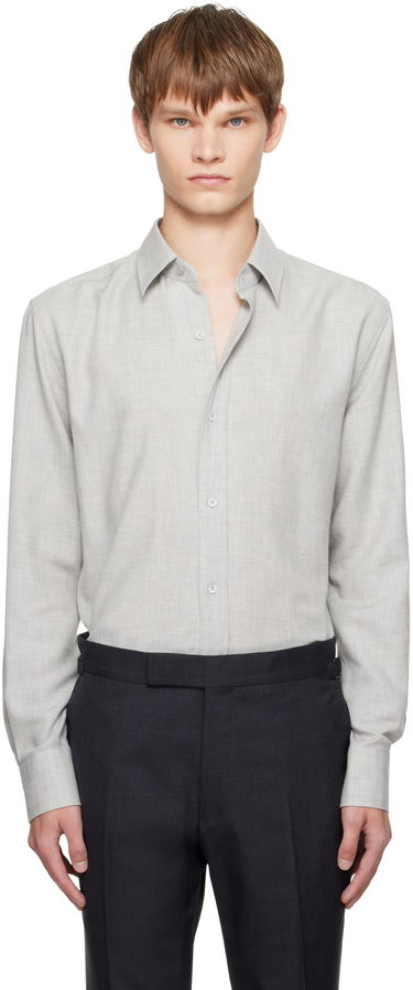 Paita Tom Ford TOM FORD Cashmere Melange Fluid Fit Shirt Harmaa | HRN001-FMC247, 0