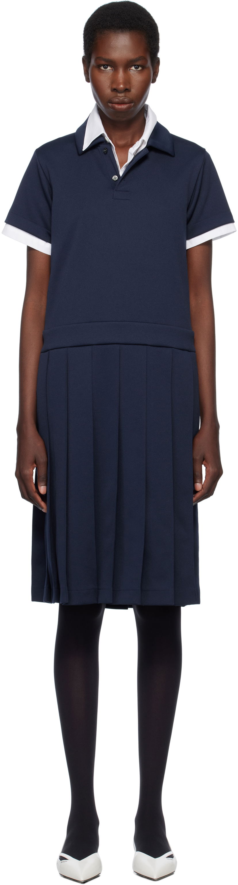 Mekko Comme des Garçons Comme des Garçons Girl Jersey Midi Dress Tummansininen | NO-T001-S25