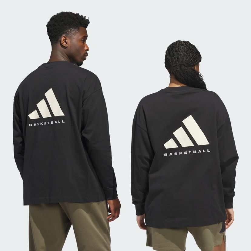 T-paita adidas Performance Basketball Long Sleeve T-Shirt Musta | JX5580