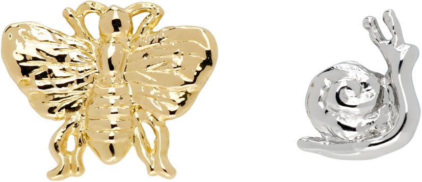 Pin Chopova Lowena Chopova Lowena Best Bugs Moth & Snail Stud Earrings Metallinen | 6578