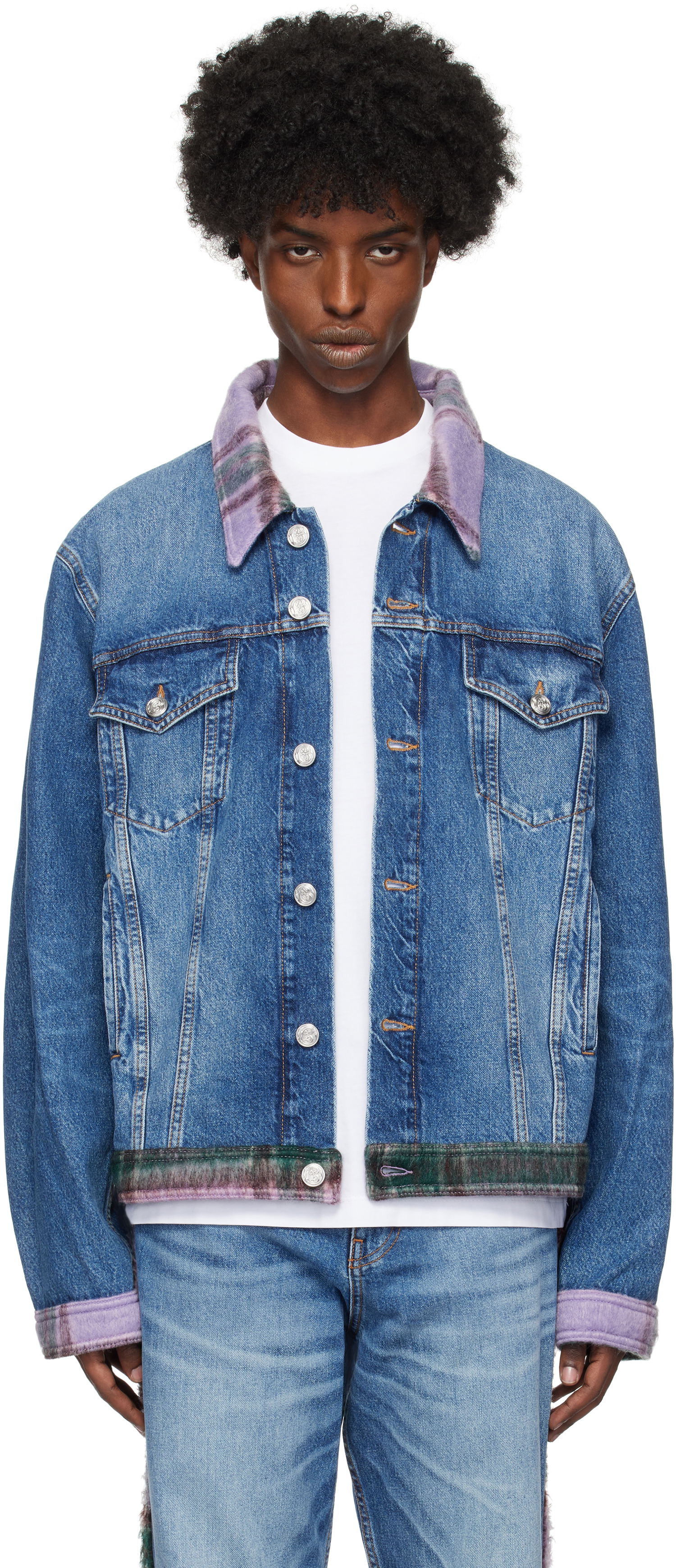 Takki Bluemarble Tartan Denim Jacket Sininen | JA52 DE11B24 BLU, 0