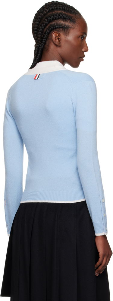 Villapaita Thom Browne Thom Browne Jersey Stitch Cashmere V-Neck Cardigan Sininen | FKC581A-Y2001, 2