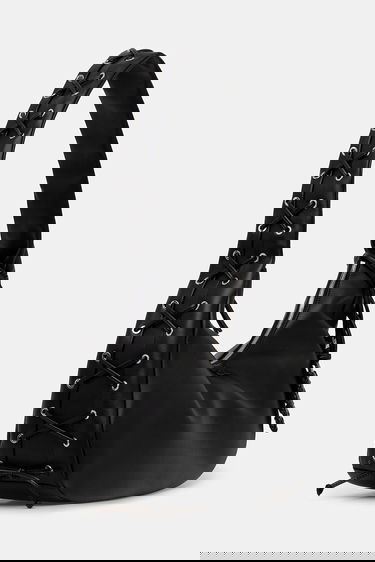 Käsilaukku GANNI Hobo Bag Medium Laces Musta | A7295, 1