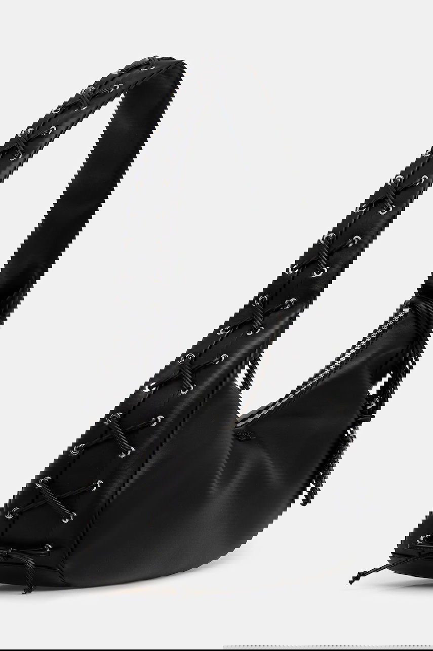 Käsilaukku GANNI Hobo Bag Medium Laces Musta | A7295, 1