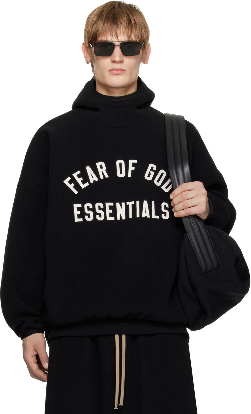 Huppari Fear of God Fear of God ESSENTIALS Brushed Hoodie Musta | 202HO246410F
